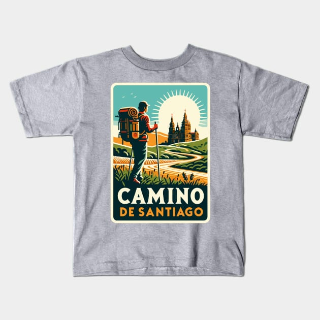 Buen Camino! El Camino de Santiago de Compostela - The Way of Saint James - Peregrino Pilgrim - Camino Frances Ingles Primitivo, Shirt, Hoodie, Mug, Tote, Sticker, Souvenir, etc Kids T-Shirt by cloudhiker